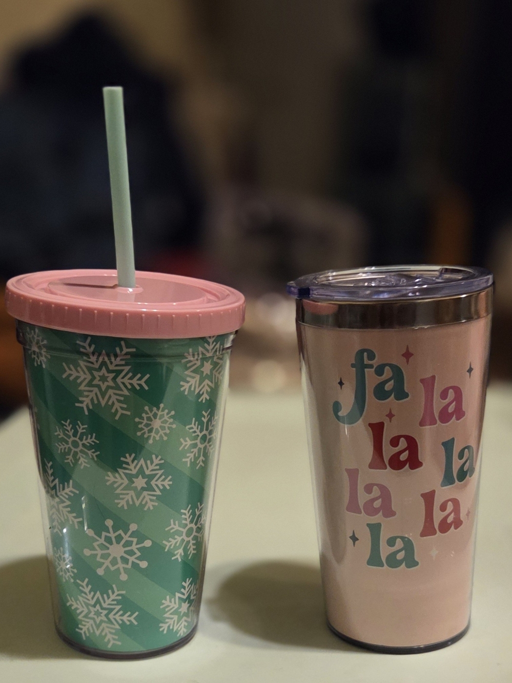 Pink & Teal Holiday Tumblers Set - Reusable Party Cups